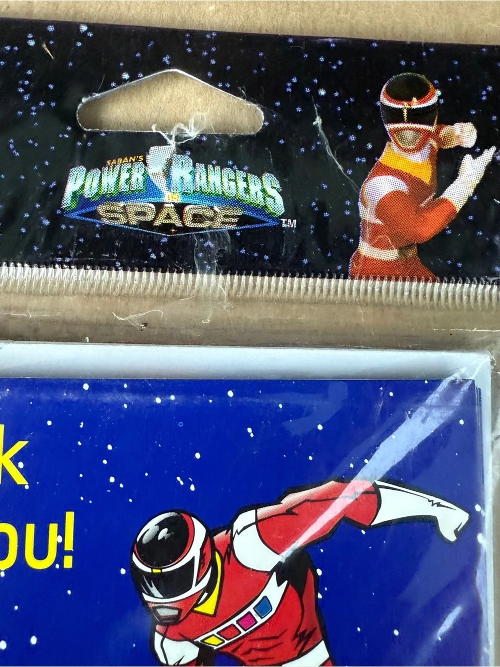 Vintage 1998 Power Rangers in Space Thank You Cards - Blue, Red, White 8 Cards